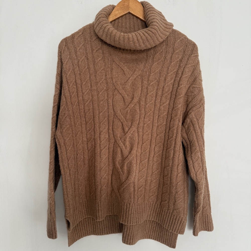 Joie Women Brown Turtleneck Long Sleeve Hi Low Pullover Sweater Size L